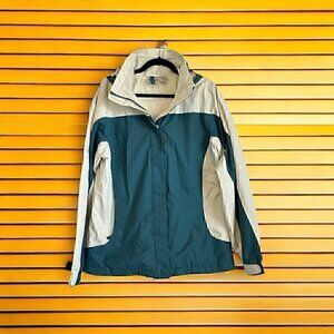 VINTAGE 80s / 90s windbreaker hoodie jacket full zip with pockets women's large